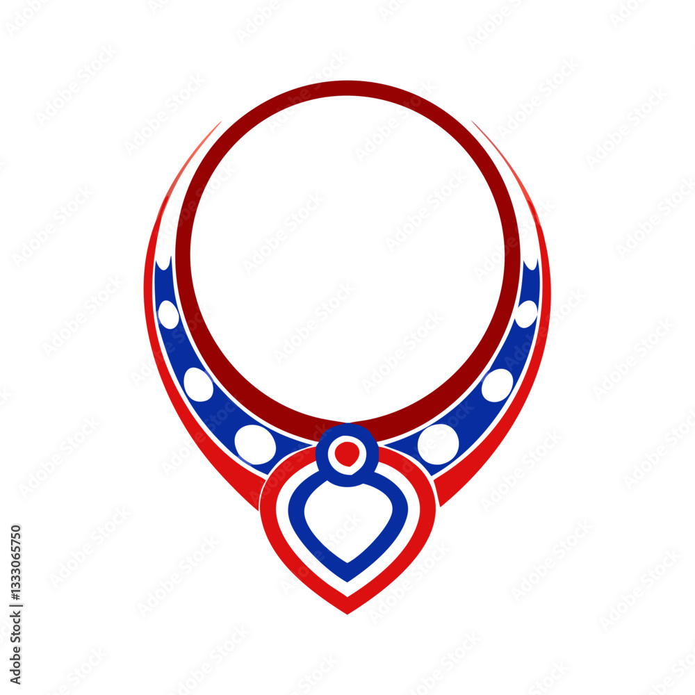 Colorful necklace icon with patterns, vibrant accessory concept