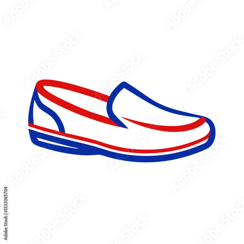 Loafer icon with red and blue accents, stylish footwear concept