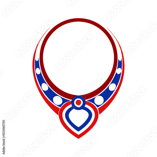 Colorful necklace icon with patterns, vibrant accessory concept