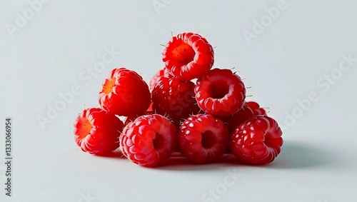 fresh raspberries with delicate texture, bright red tones and natural