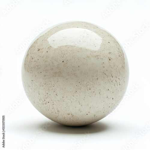A white ball featuring a distinct brown speckle on its surface.