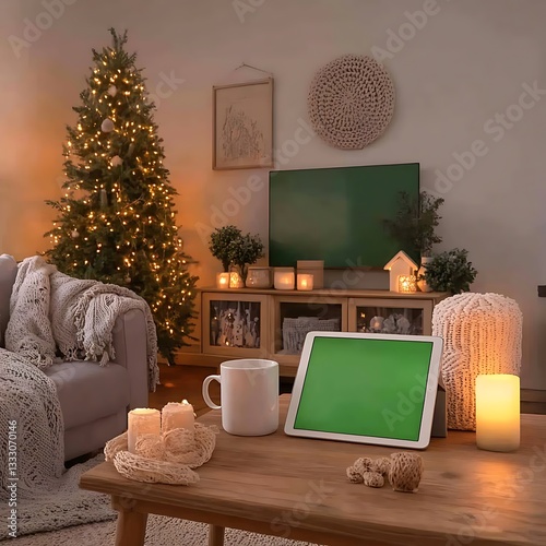 Cozy Christmas Eve Tablet & Warm Lights.