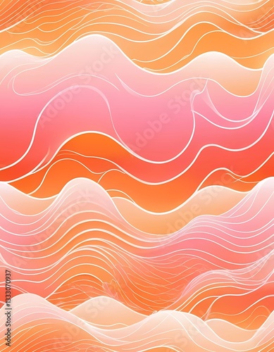 A mesmerizing blend of pink and orange waves flows gracefully across the canvas, evoking feelings of warmth and tranquility while inviting personal interpretation and reflection Generative AI