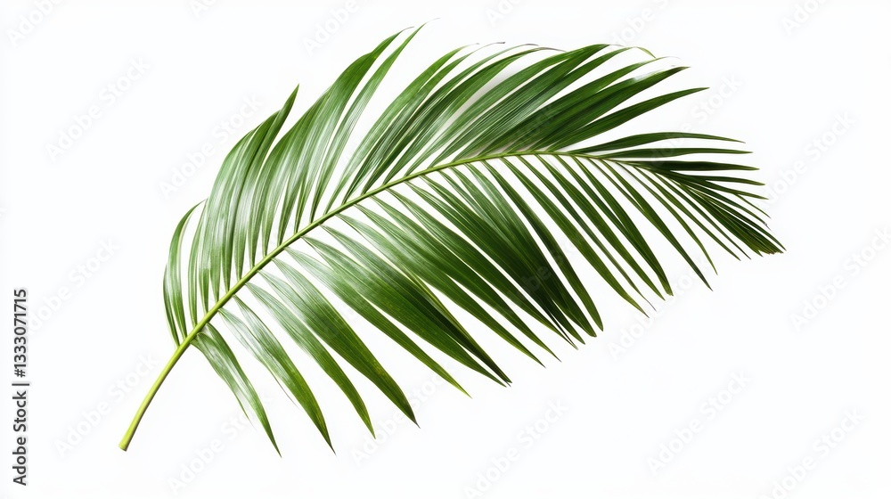 A detailed view of a green leaf set against a clean white background. A detailed view of a green leaf set against a clean white background.