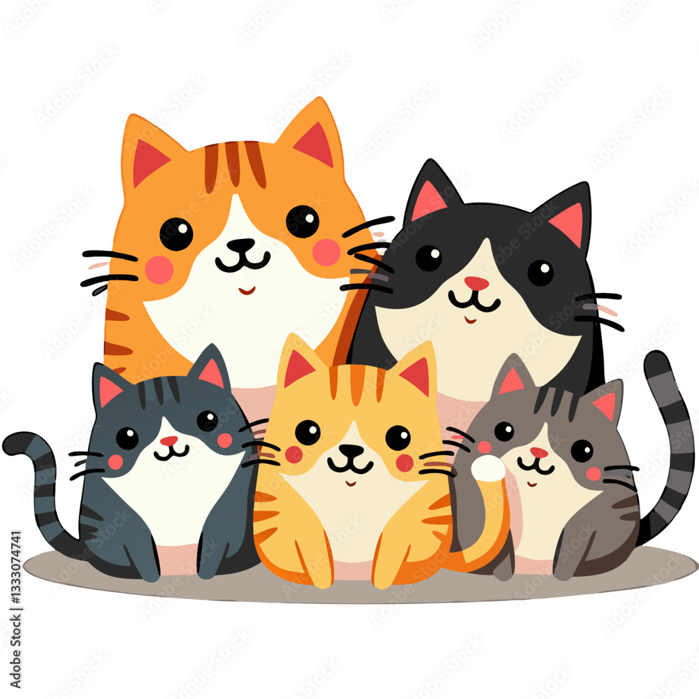 Obraz premium Furry Friends Forever: Adorable Animal Set, Fluffy Companions: Adorable Pet Collection Whiskers & Paws: Cute Pets Illustration Playful Pals: Happy and Lovable Pets