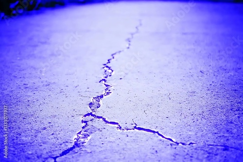 Cracked Asphalt for Purple Hue, Outdoor Texture.