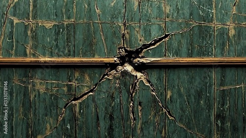 Cracked Green Surface for Wooden Divider.
