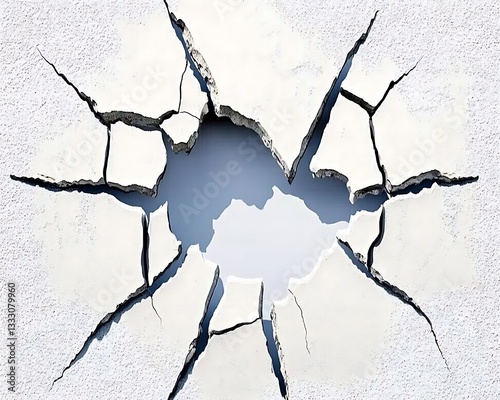 Cracked Wall for Hole, Destruction, Abstract.
