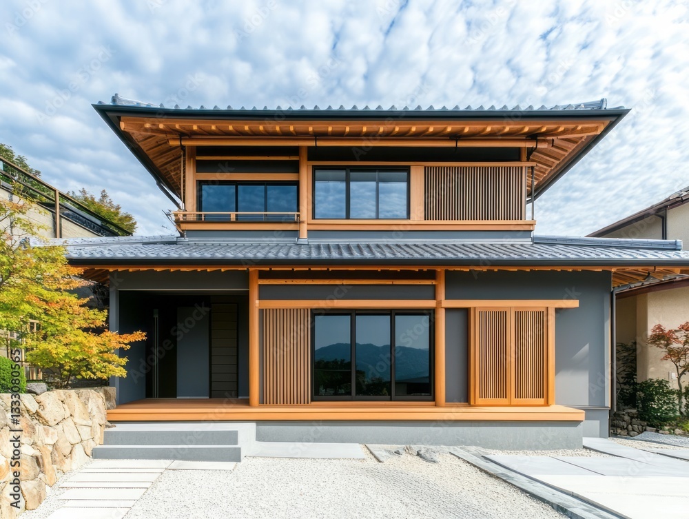 A modern architectural design featuring a contemporary two story house A modern architectural design featuring a contemporary two story house