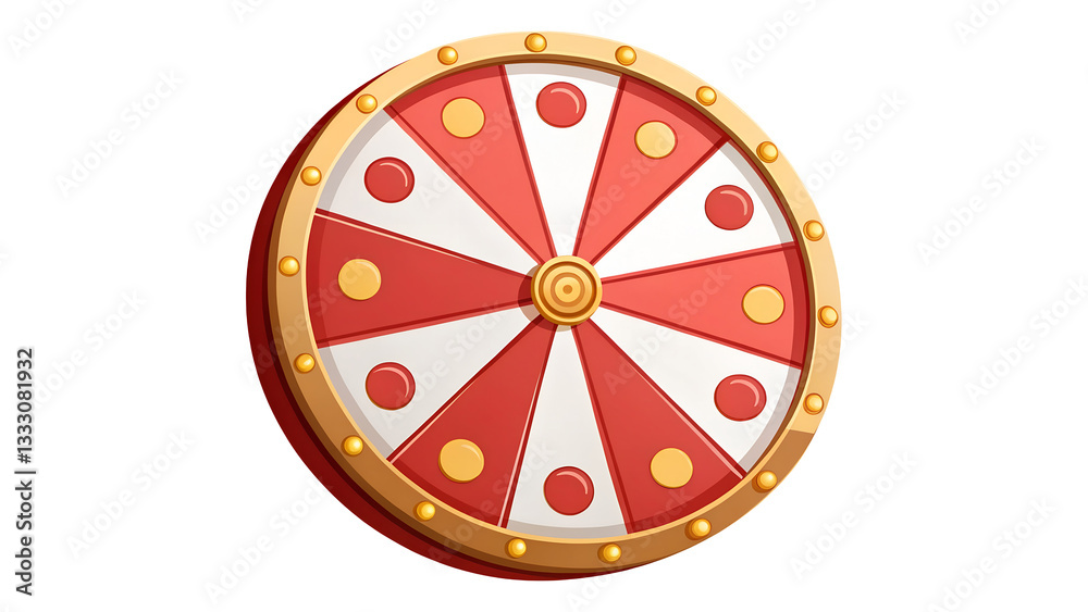 Red and White Wheel Fortune Game Design Element Illustration gold spin icon lucky prize round circle Red and White Wheel Fortune Game Design Element Illustration gold spin icon lucky prize round circle