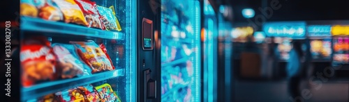 Neon-lit Vending Machines at Night