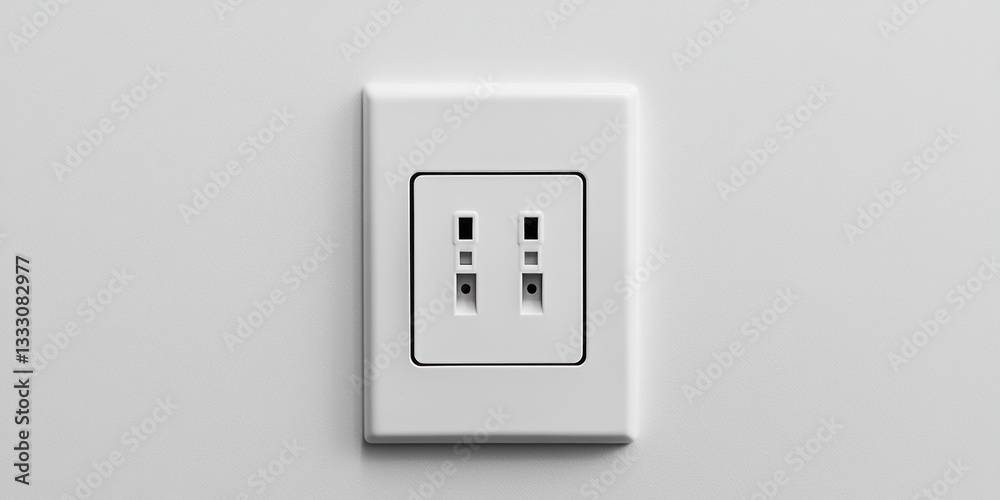 A Minimalist White Double Electrical Outlet on a Wall A Minimalist White Double Electrical Outlet on a Wall