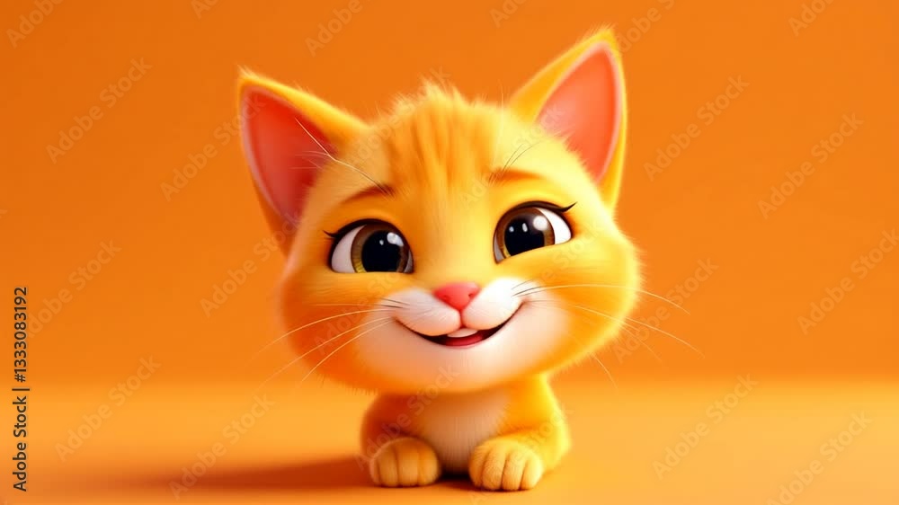 Animação divertida de um emoji de gato amarelo expressivo. O vídeo mostra o personagem interagindo de forma cativante e animada, perfeito para conteúdos de redes sociais, comunicação digital e projeto