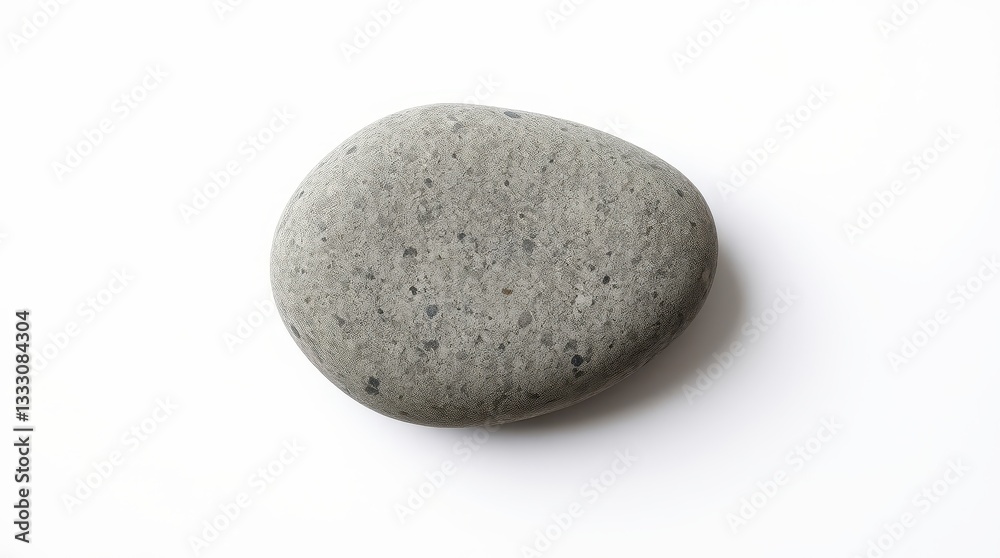 Smooth Grey Pebble Stone on White Background Smooth Grey Pebble Stone on White Background