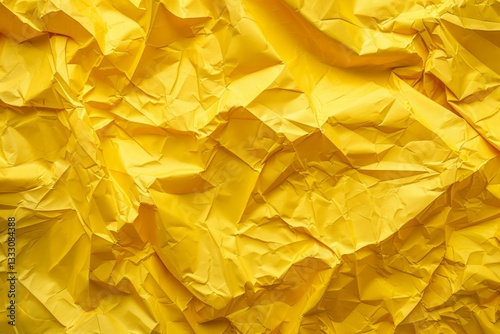 Photo of Crumpled sheet of yellow paper. Detailed image