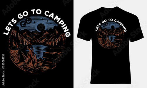 Explore the wild - night camping adventure t-shirt design.