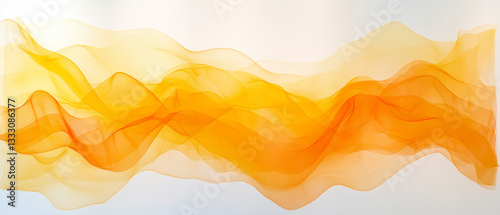 Layered transparent waves of orange and yellow over a white canvas-2