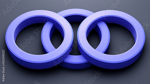 Three blue interlocking ring shapes arranged on a surface