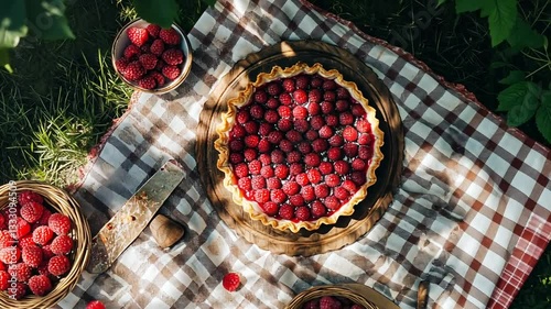 Delicious Raspberry Tart Picnic