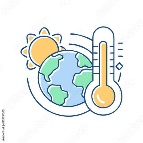 Climate change icon, symbolizing global warming and environmental challenges, global warming concept