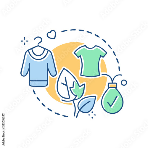 Eco clothing icon, symbolizing sustainable fashion and care for nature