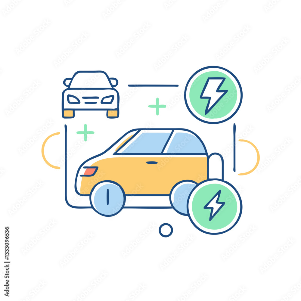Fototapeta premium Electric car icon, symbolizing eco-friendly transport and sustainable mobility