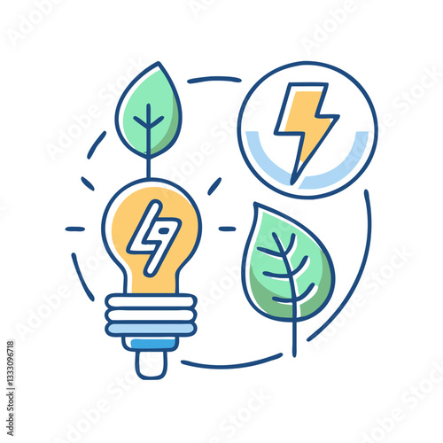 Green energy icon, symbolizing clean energy sources and ecological sustainability