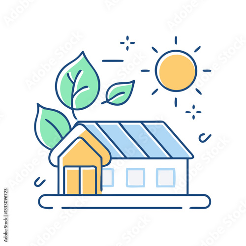 Green roof icon, symbolizing eco-friendly construction and sustainability, eco house icon