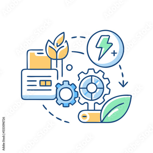 Green technology icon, symbolizing innovation and ecological sustainability