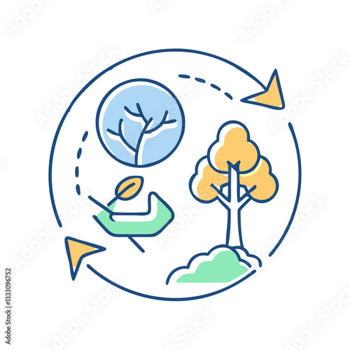 Habitat restoration icon, symbolizing care for nature and ecological balance