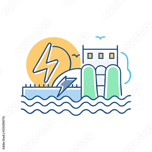 Hydro power icon, symbolizing renewable energy and ecological sustainability