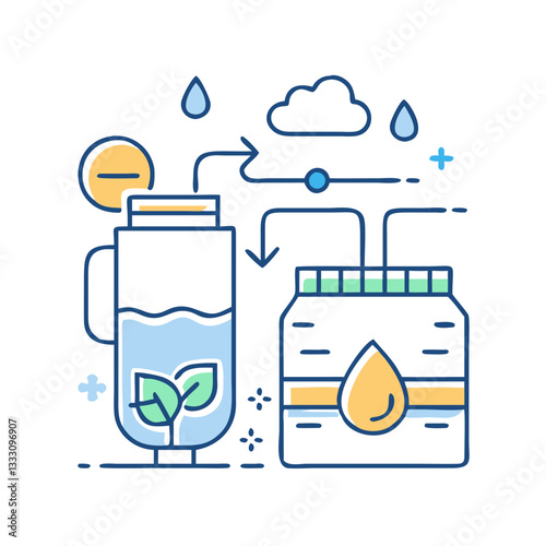 Rainwater collection icon, symbolizing sustainable resource use and environmental awareness