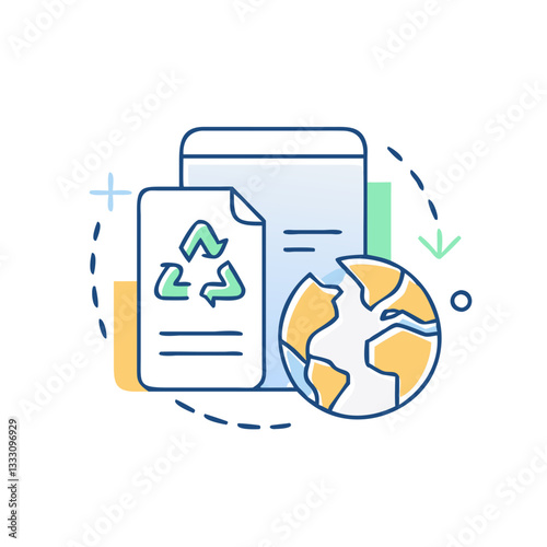 Recycled paper icon, symbolizing eco-friendliness and sustainable resource use