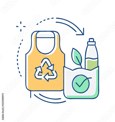 Reusable bag icon, symbolizing eco-friendliness and care for nature