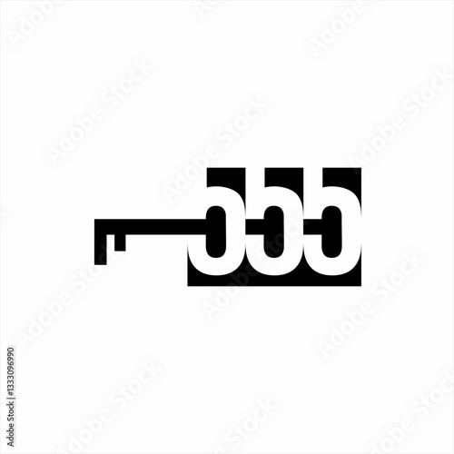Design a logo of the number 555 with a key symbol.