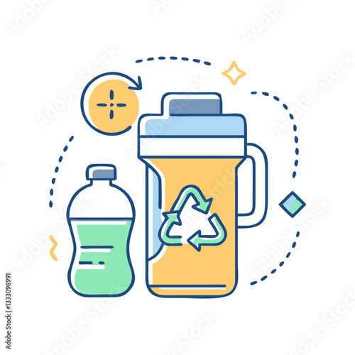 Reusable bottle icon, symbolizing eco-friendliness and care for nature