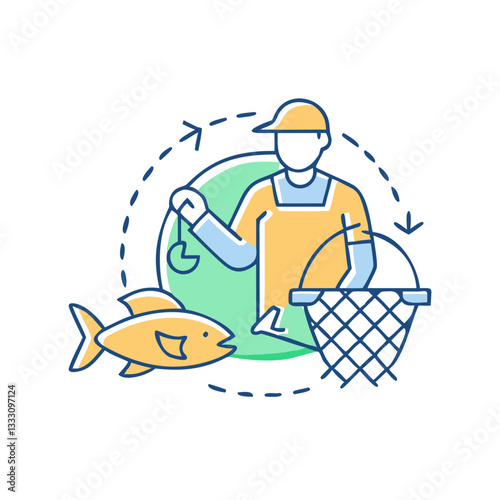 Sustainable fishing icon, symbolizing care for marine resources and ecological balance