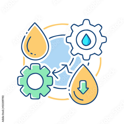 Water conservation icon, symbolizing ecology and careful resource use