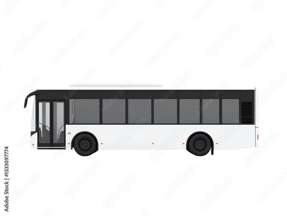 Modern city bus design urban environment digital illustration clean lines side view concept Modern city bus design urban environment digital illustration clean lines side view concept