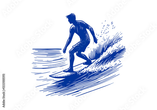 Surfer hand drawn sketch vector illustration