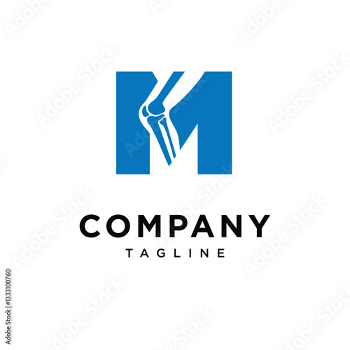 Letter M Knee Surgery Bone Logo Icon Vector
