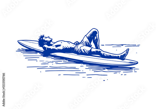 Surfer hand drawn sketch vector illustration