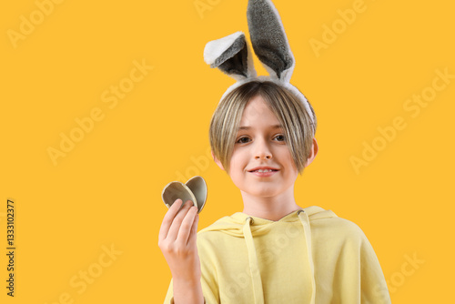 Cute little boy in bunny ea...