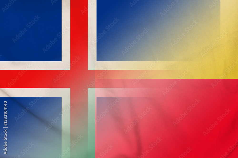 Obraz premium Iceland and Benin state flag transborder relations BEN ISL