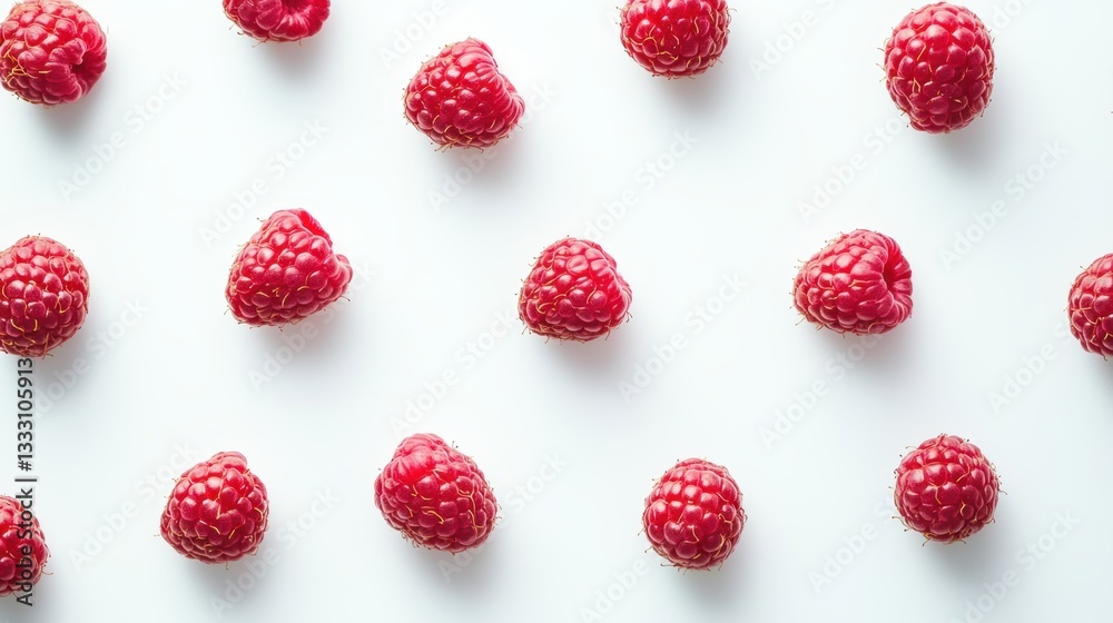 A close-up view of fresh raspberries resting on a clean white surface. A close-up view of fresh raspberries resting on a clean white surface.