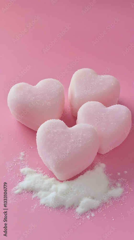 Obraz premium Pink Sugar Heart Bath Bombs Valentines Day