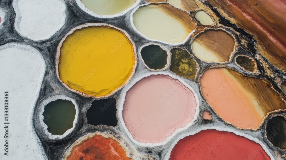 A close-up view of colorful paint cans arranged together, showcasing various shades.