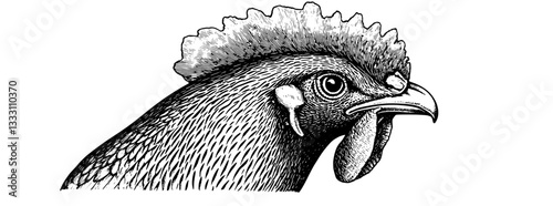 Detailed engraving of a rooster depicting vintage artistry for decorative purposes