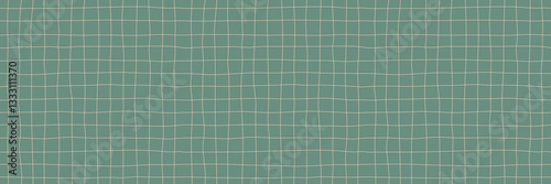 Pattern with Line Grid. Hand-Drawn Vector Seamless Texture with Checker. Green Background with Geometric Square. Cute and Simple Checker Bg