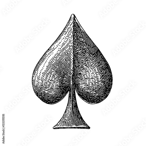 Engraved vintage ace of spades illustration featuring intricate detailing and classic design elements